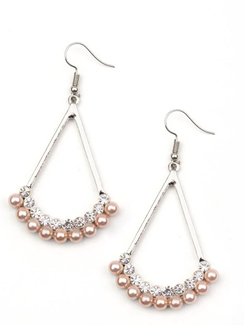 Elegant Pearl & Crystal Drop Earrings - Brown Pearls